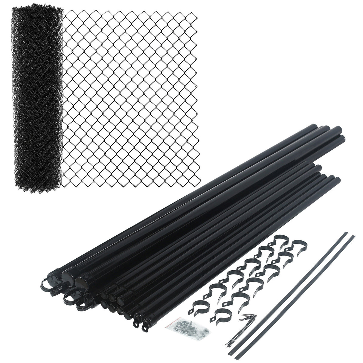 Aleko Galvanized Steel Chain Link Fence – Complete Kit – 5x50 ft. – 9.5 AW Gauge - Black