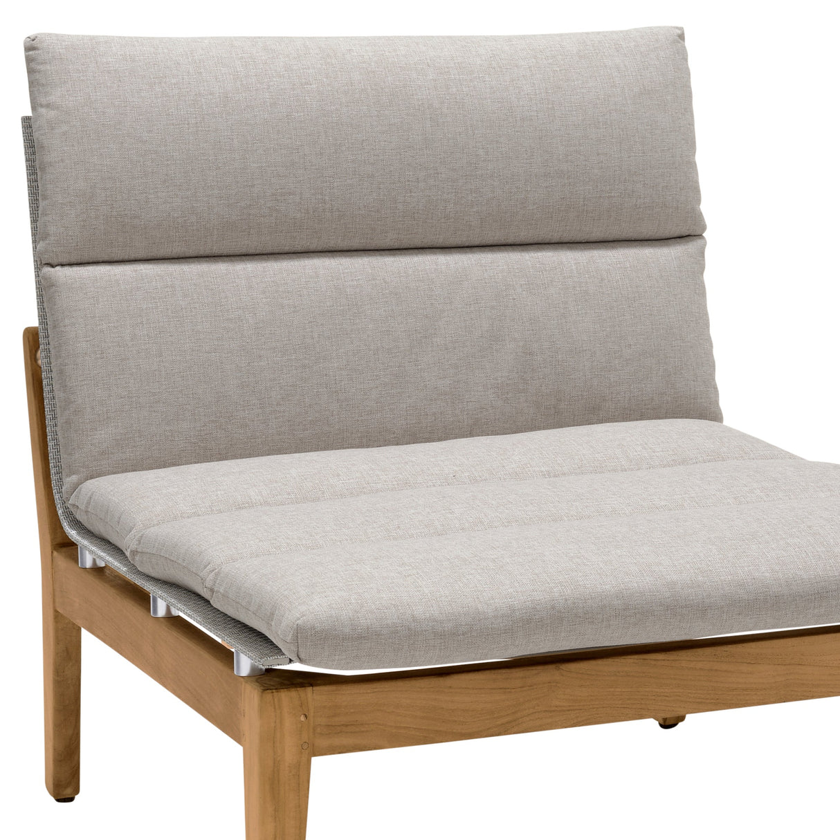 Arno Outdoor Modular Teak Wood Chair with Charcoal Olefin Cushion - Weather-Resistant Comfort!
