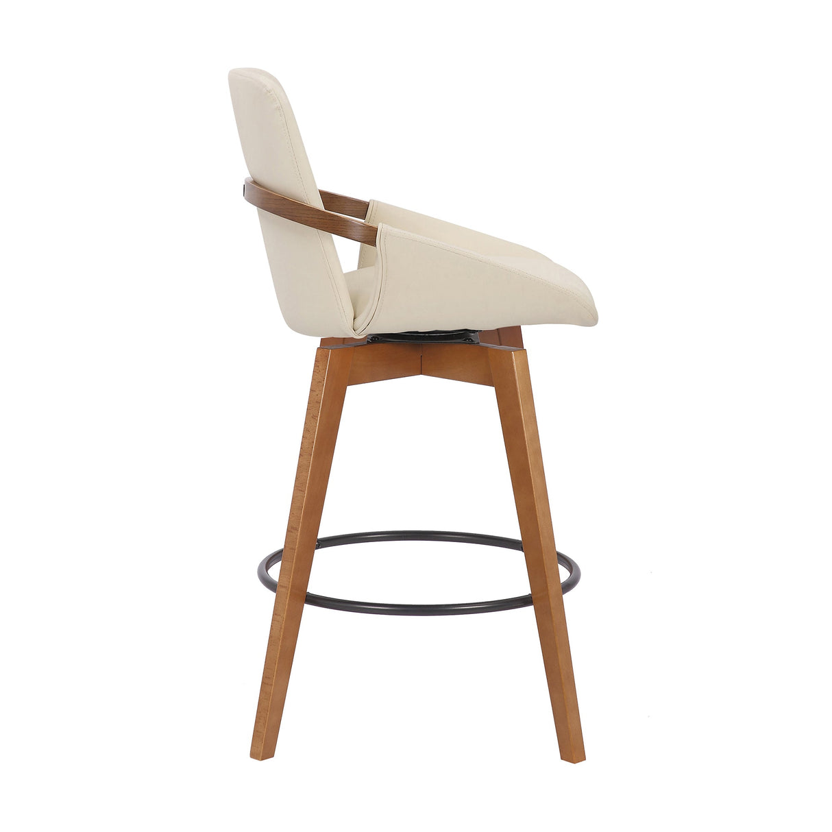 Baylor Swivel Barstool in Luxurious Faux Leather - Stylish & Durable Wood Frame for Modern Homes