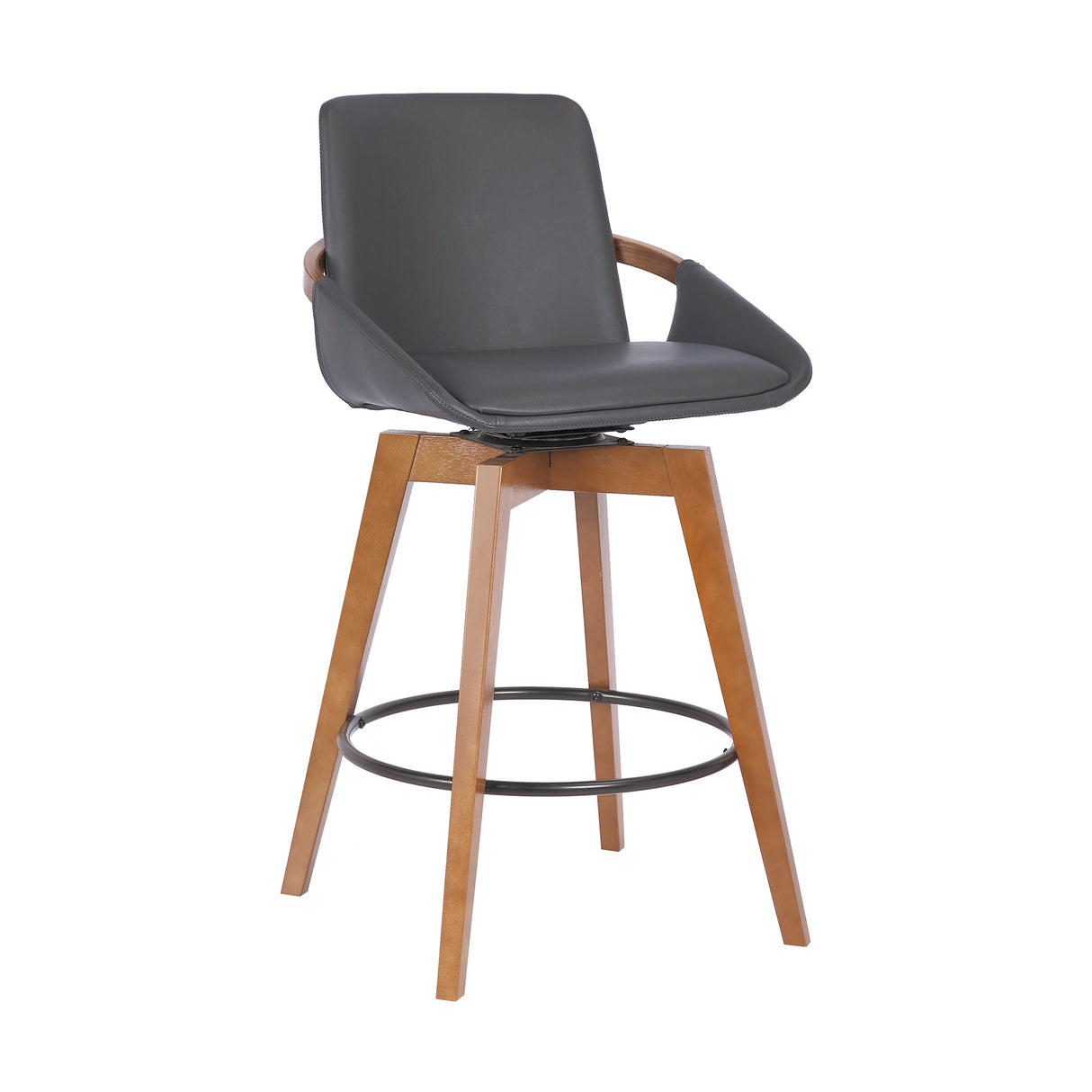 Baylor Swivel Barstool in Luxurious Faux Leather - Stylish & Durable Wood Frame for Modern Homes