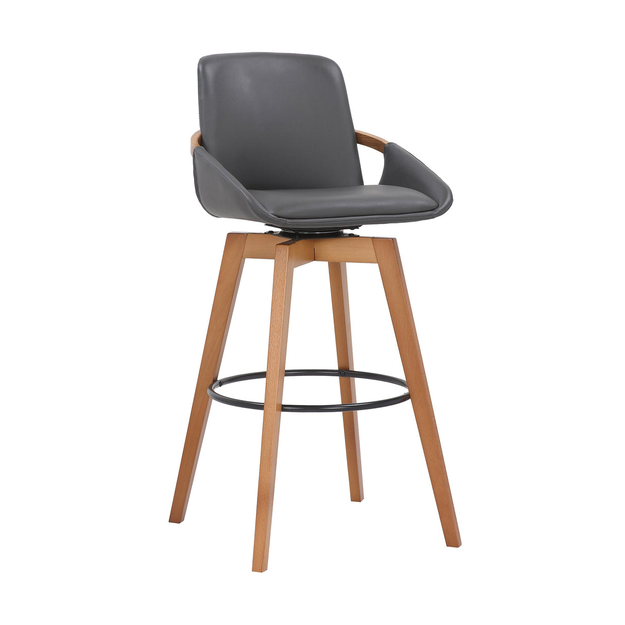 Baylor Swivel Barstool in Luxurious Faux Leather - Stylish & Durable Wood Frame for Modern Homes