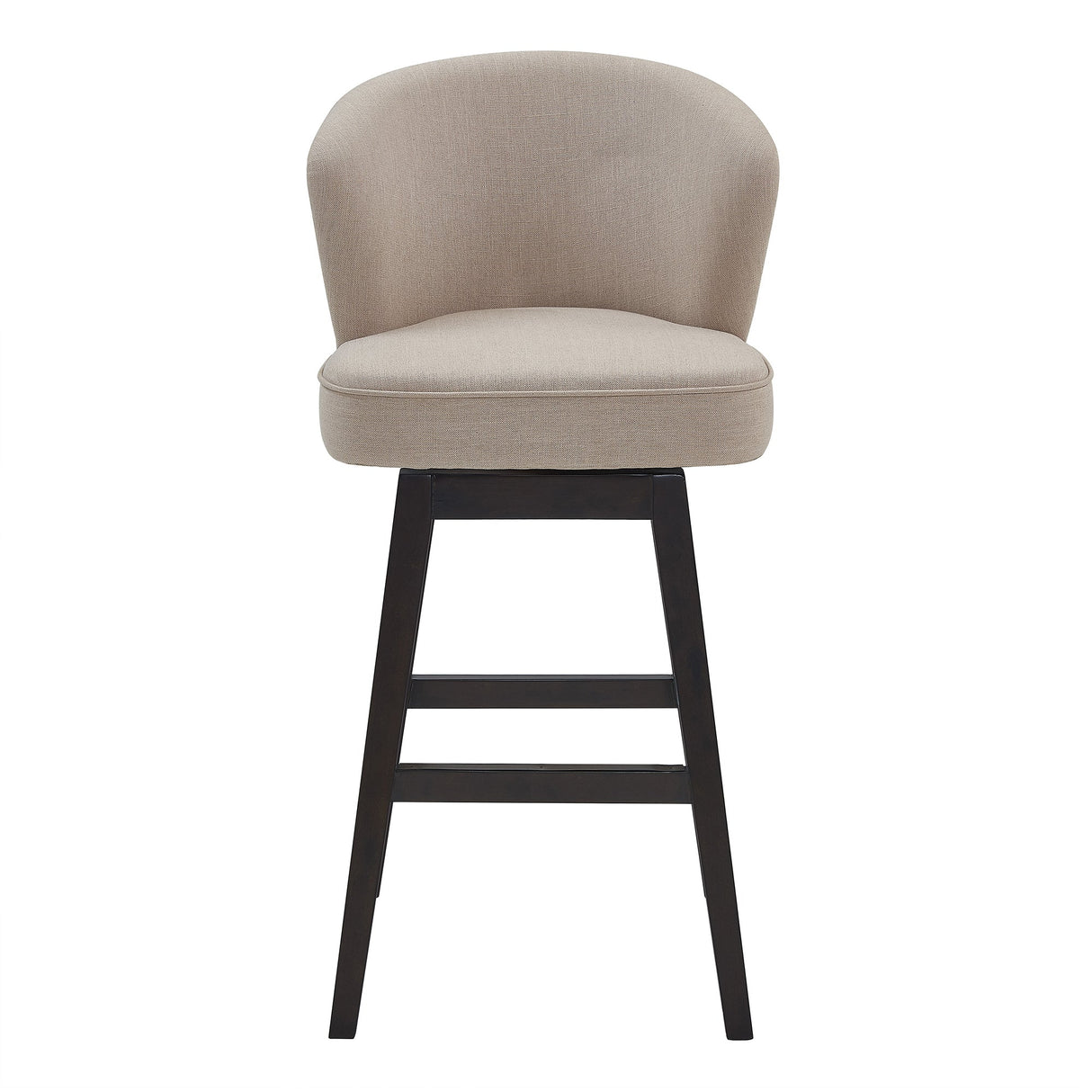 Brandy 30" Bar Height Swivel Stool in Tan Fabric with Espresso Wood Finish - Modern Comfort & Style