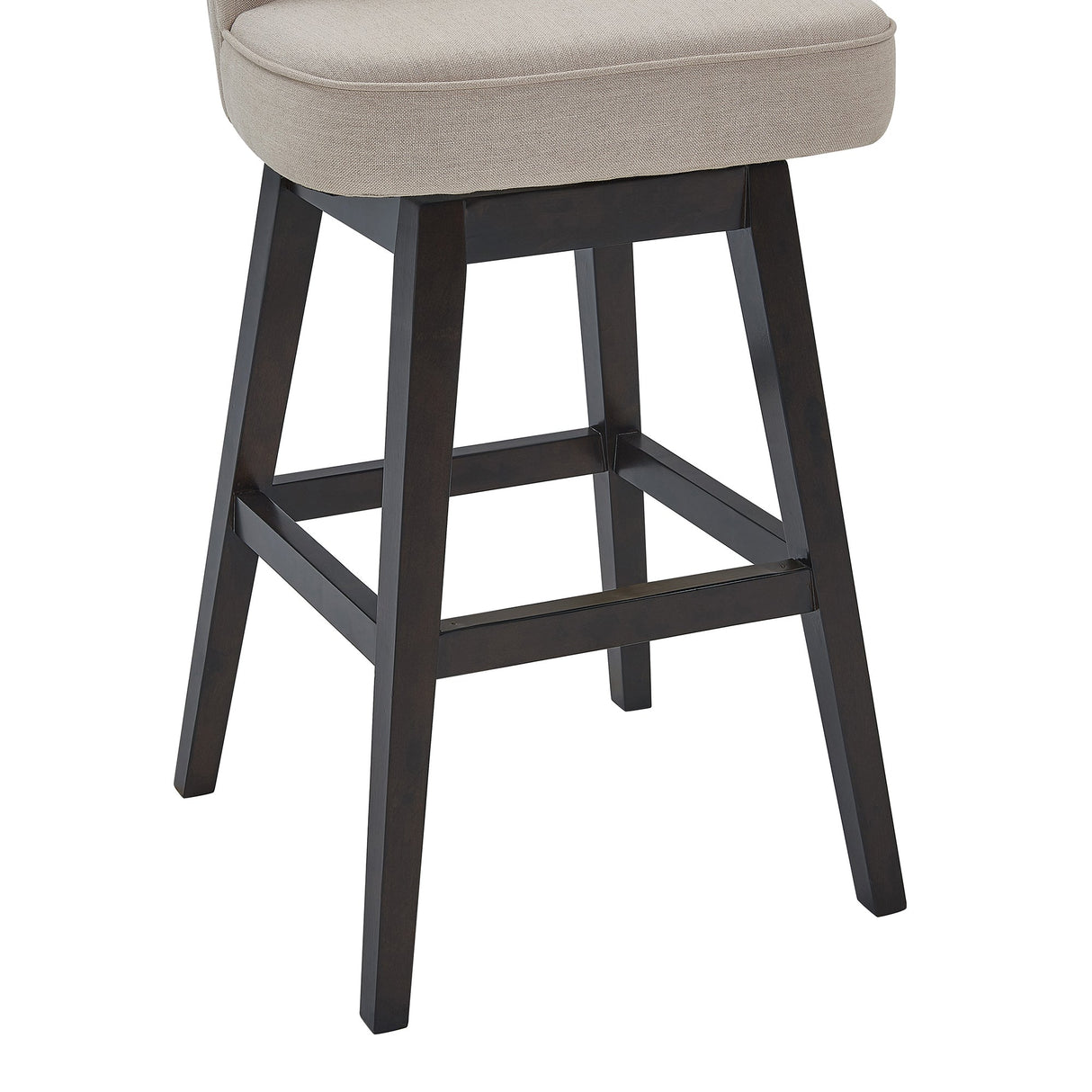 Brandy 30" Bar Height Swivel Stool in Tan Fabric with Espresso Wood Finish - Modern Comfort & Style