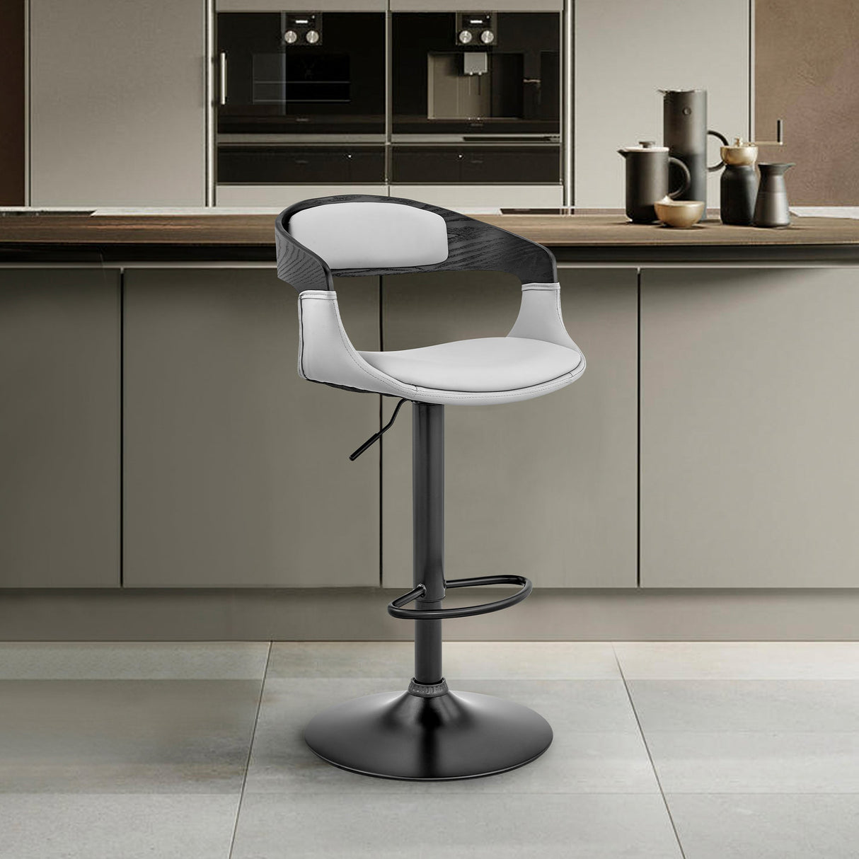 Benson Adjustable Faux Leather Bar Stool with 360-Degree Swivel and Ergonomic Comfort Design