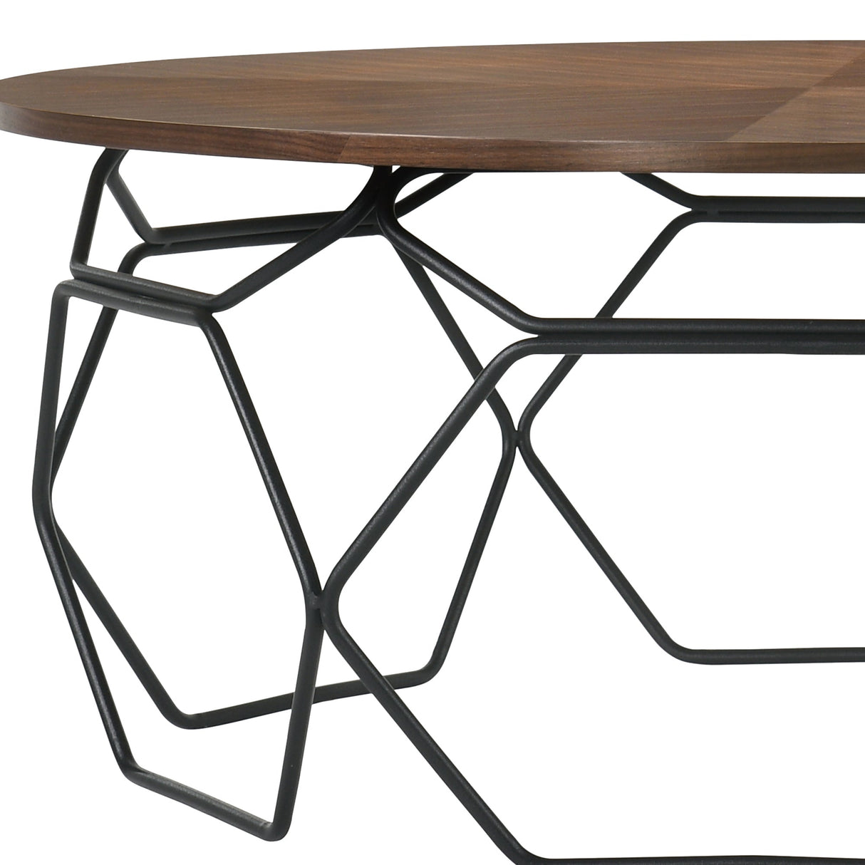Cosmo Modern Walnut Veneer Coffee Table with Black Metal Base - Stylish, Durable, Easy-Clean Design