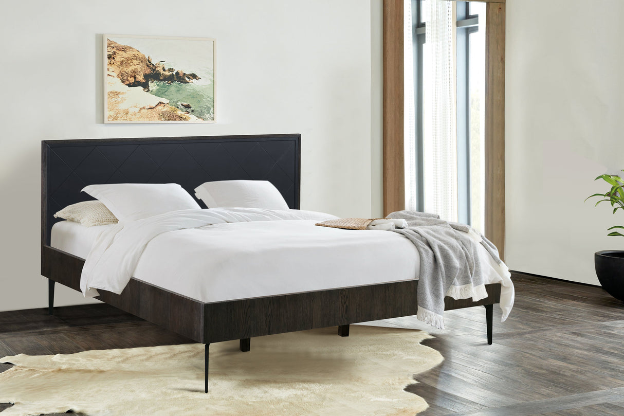 Cross Solid Oak and Metal Platform Bed Frame - Modern Design, Durable, Under-Bed Storage, Easy Assembly
