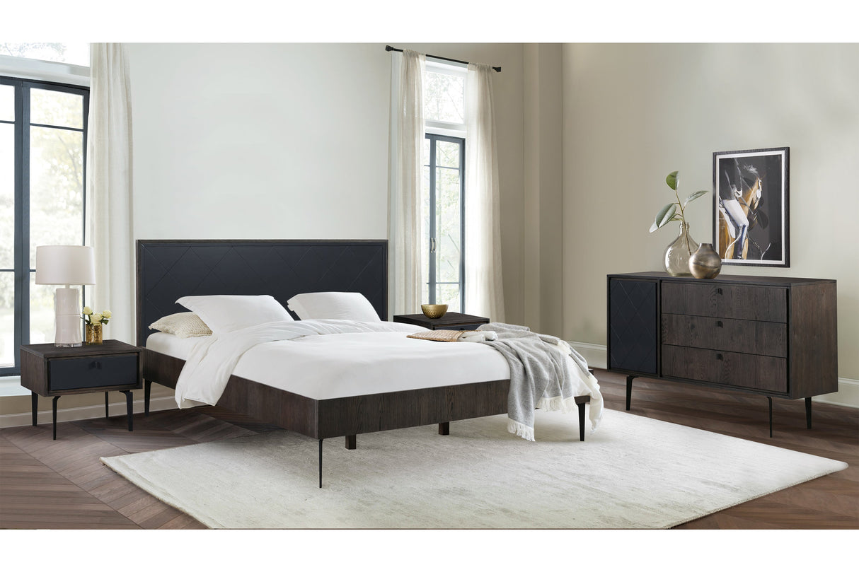 Cross Solid Oak and Metal Platform Bed Frame - Modern Design, Durable, Under-Bed Storage, Easy Assembly