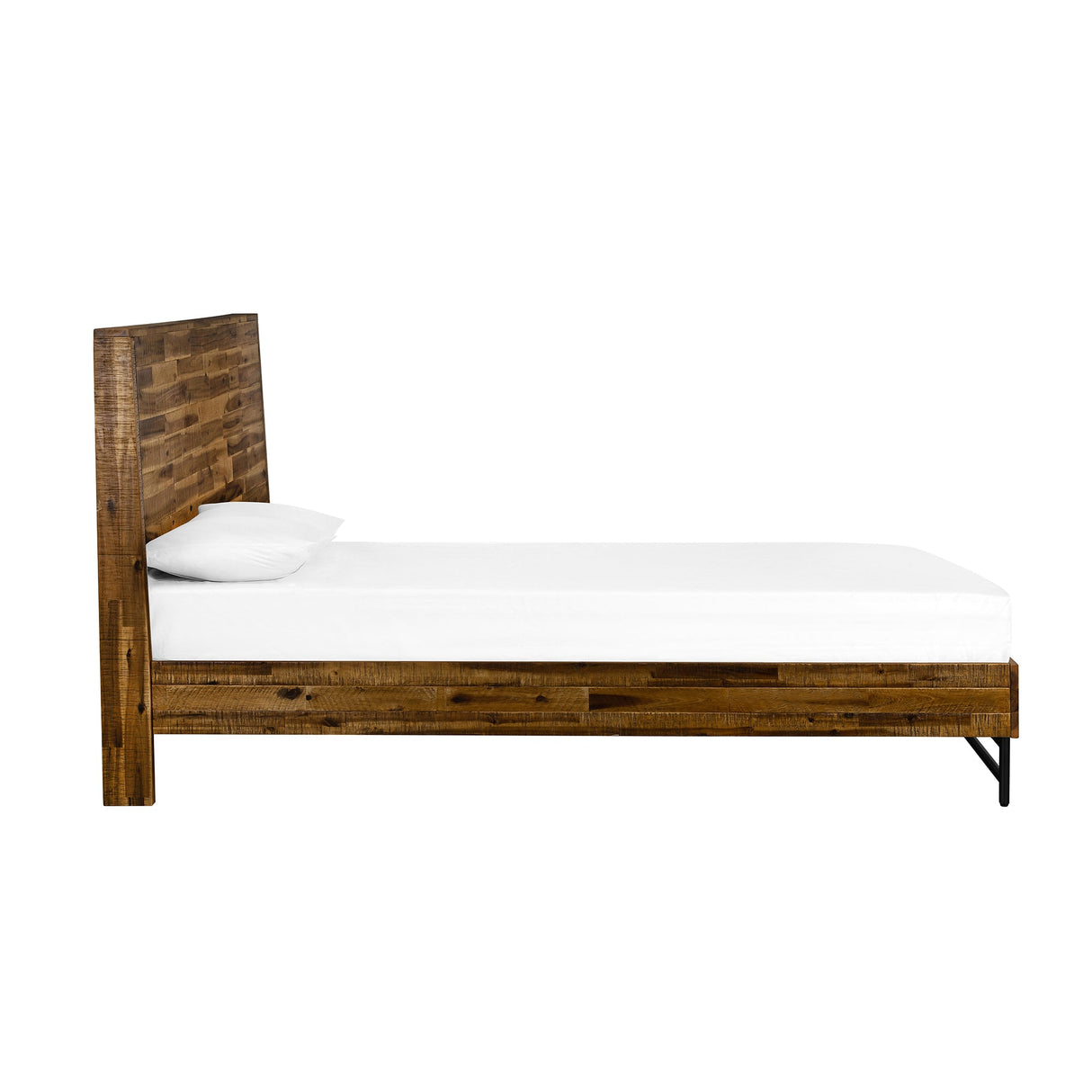 Cusco Rustic Acacia King Bed with Metal Accents - Stylish, Cozy Design, No Box Spring Required