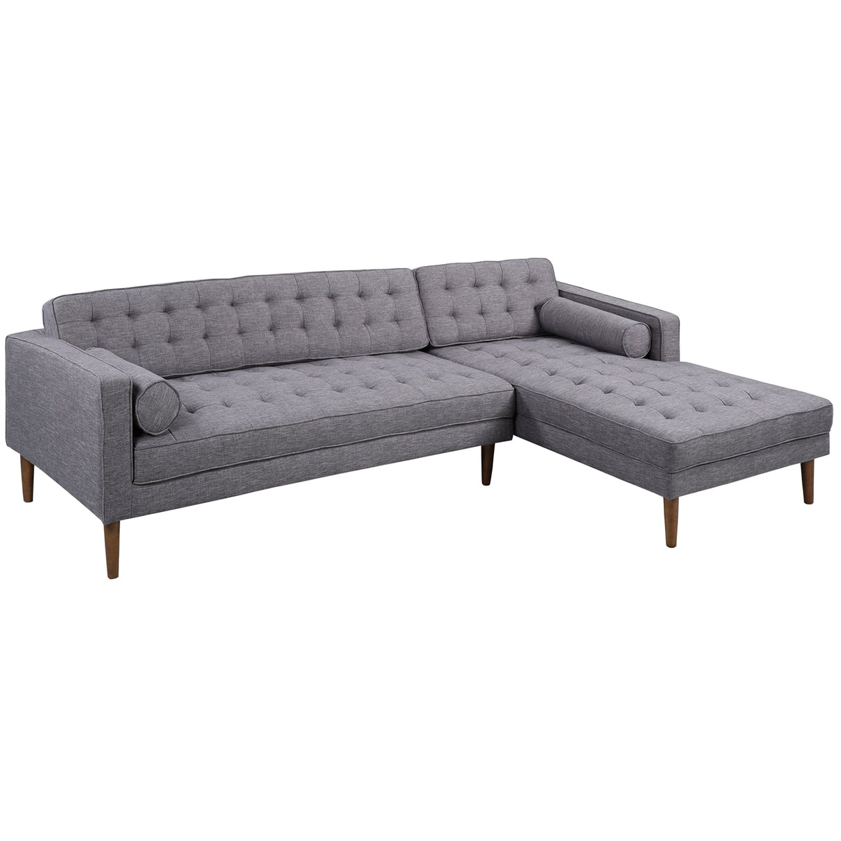 Element Modern Sectional Chaise Sofa – Stylish Mid-Century Design with Plush Comfort & Bolster Pillows