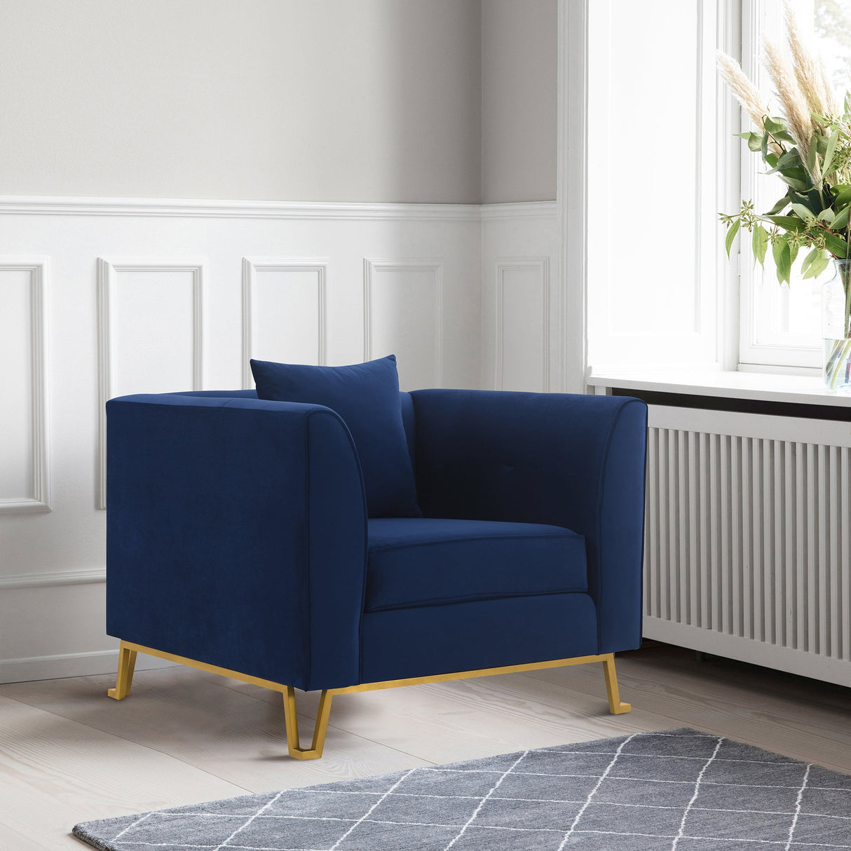 Everest Modern Fabric Chair with Plush Foam Cushions, Stylish Design, and No Assembly Required
