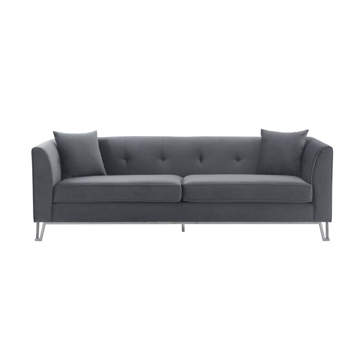Everest Sofa - Luxurious Fabric Seating for 4 with Foam-Padded Cushions and Stylish Gold Accents