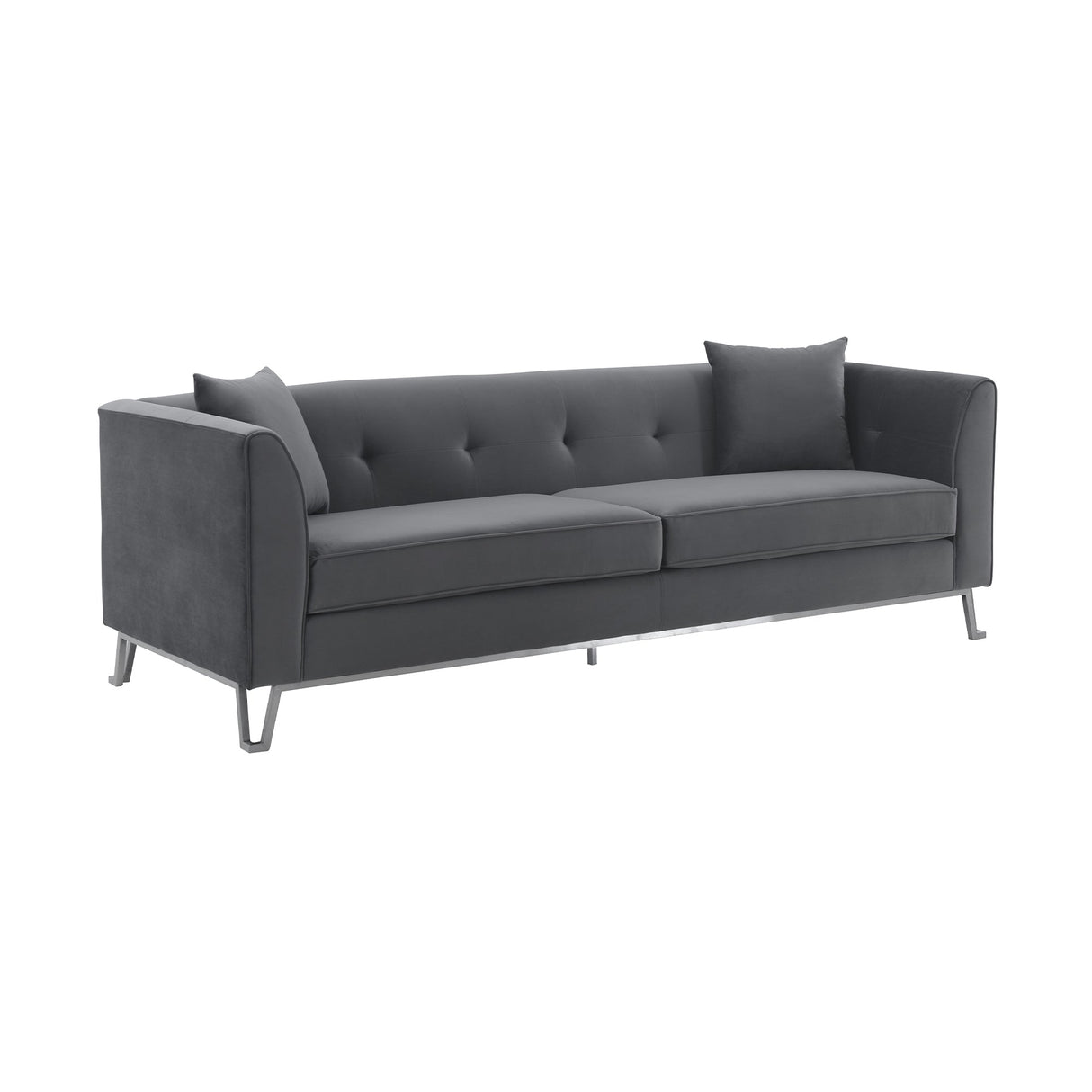 Everest Sofa - Luxurious Fabric Seating for 4 with Foam-Padded Cushions and Stylish Gold Accents