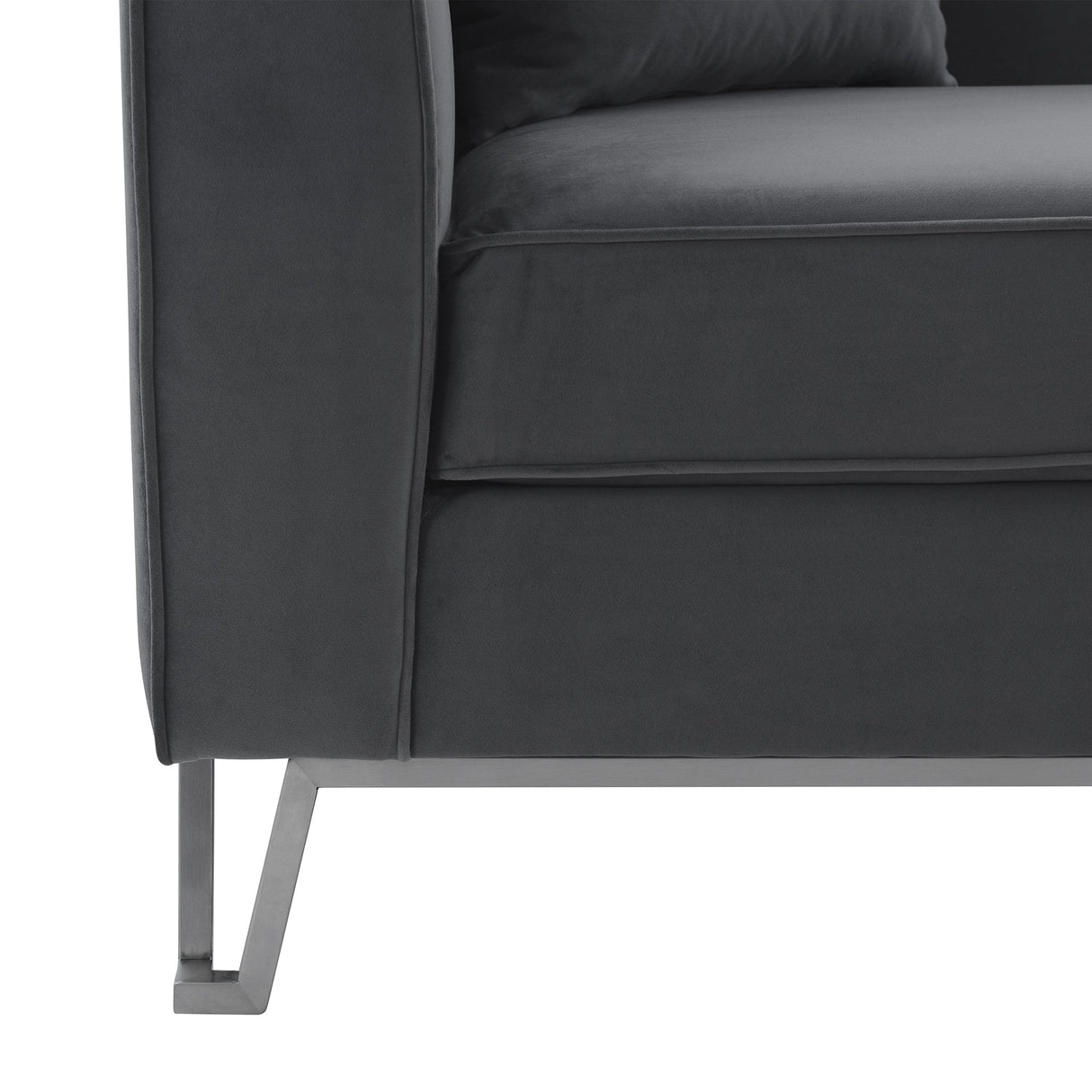 Everest Sofa - Luxurious Fabric Seating for 4 with Foam-Padded Cushions and Stylish Gold Accents