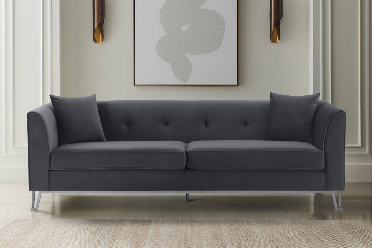 Everest Sofa - Luxurious Fabric Seating for 4 with Foam-Padded Cushions and Stylish Gold Accents
