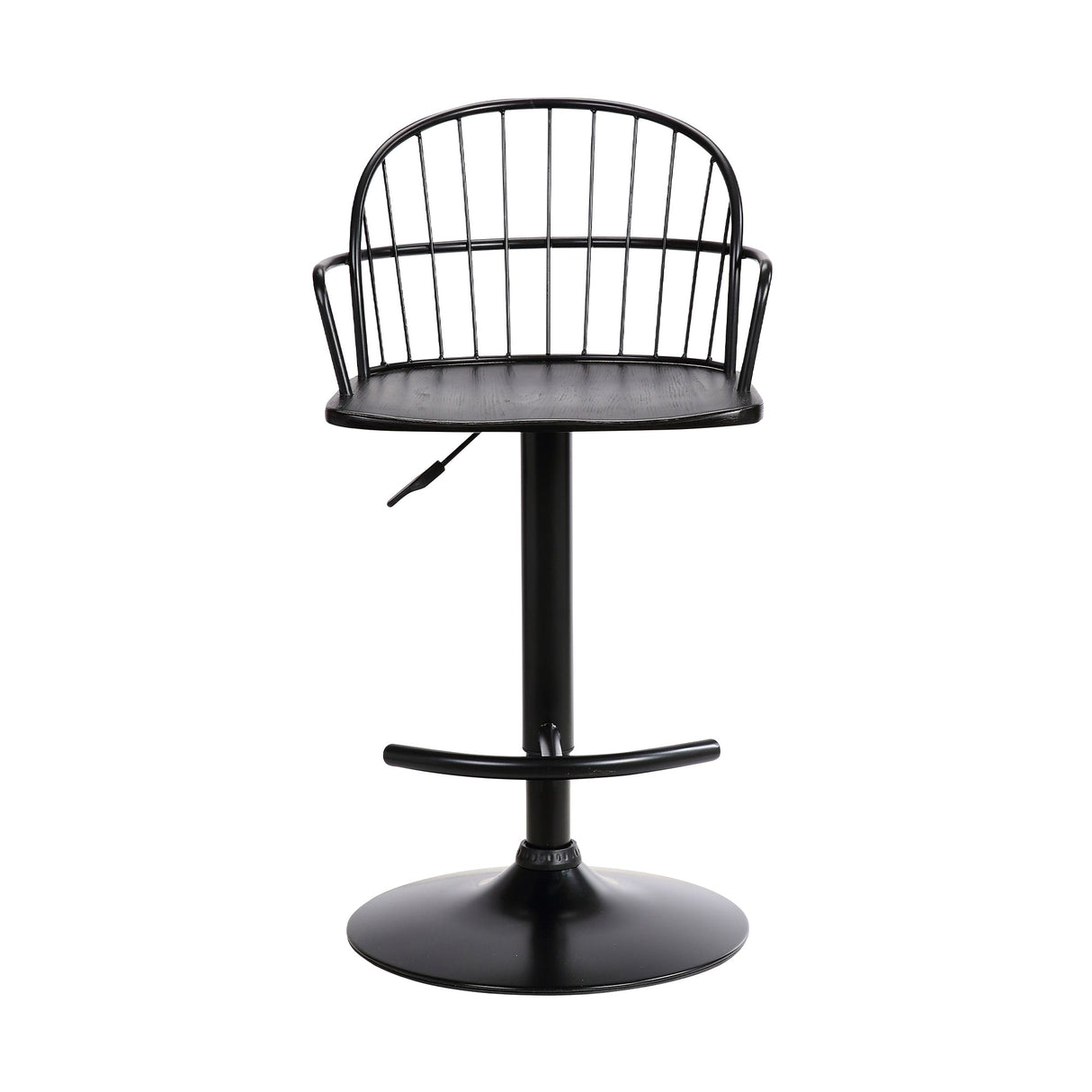 Edward Adjustable Barstool with Metal Tube Frame and Plywood Seat for Modern Rustic Style