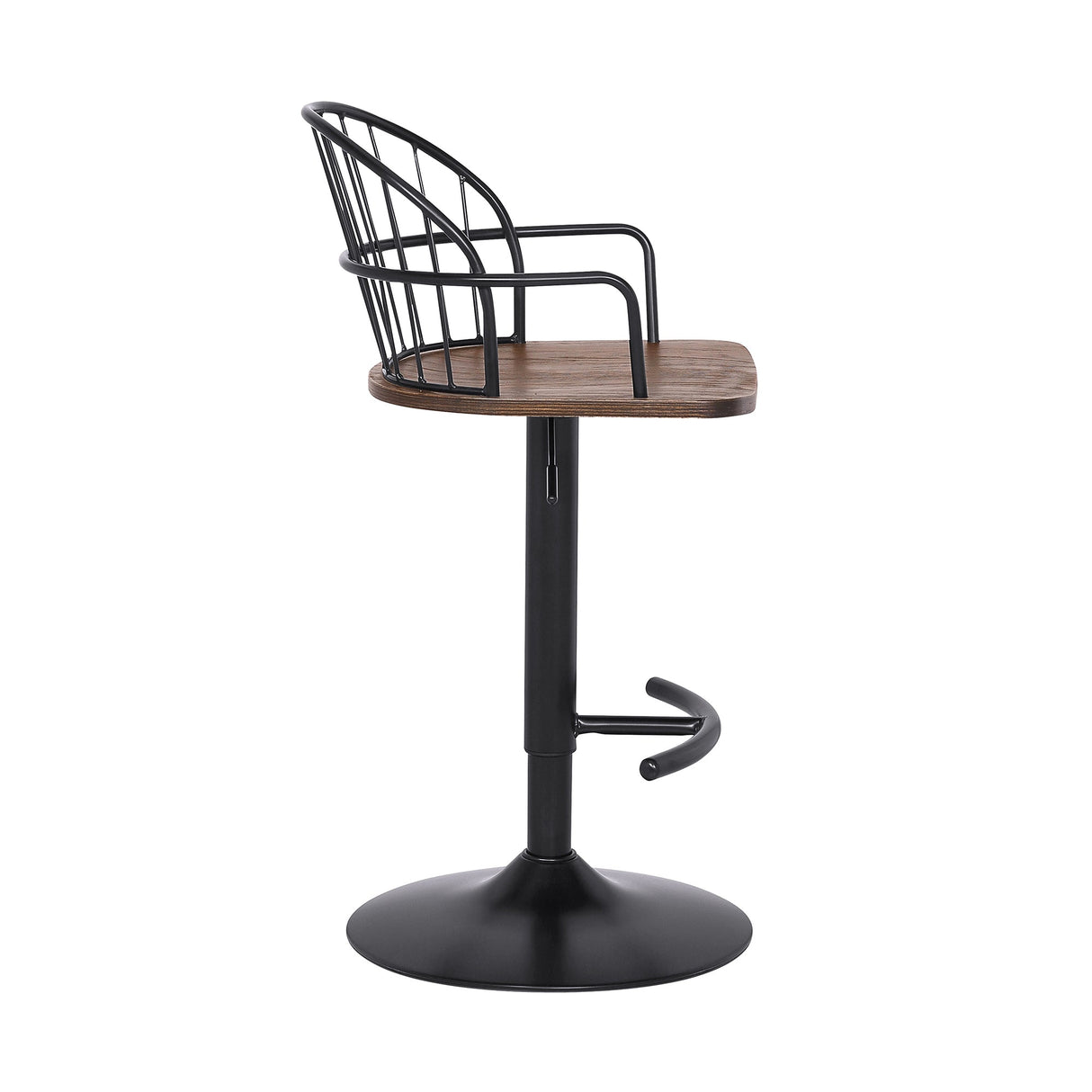 Edward Adjustable Barstool with Metal Tube Frame and Plywood Seat for Modern Rustic Style