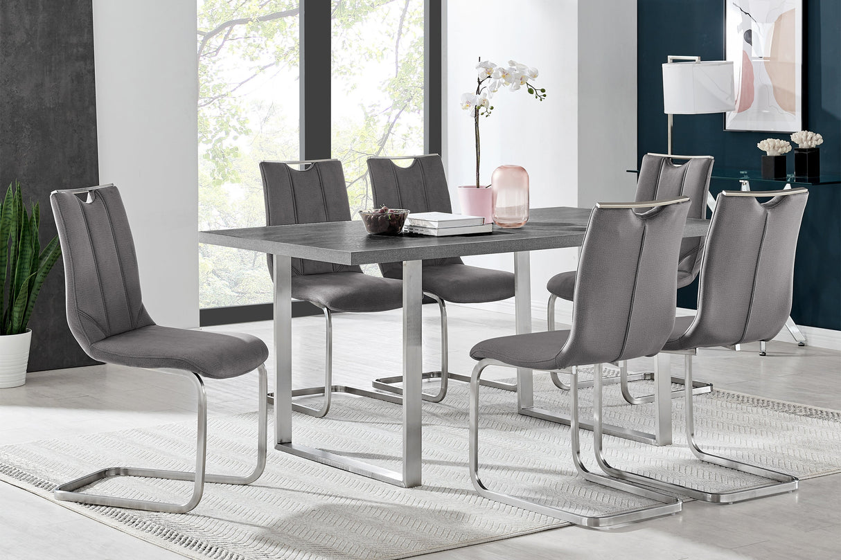 Fenton Contemporary Dining Table with Melamine Top and Sleek Stainless Steel Frame for Modern Homes