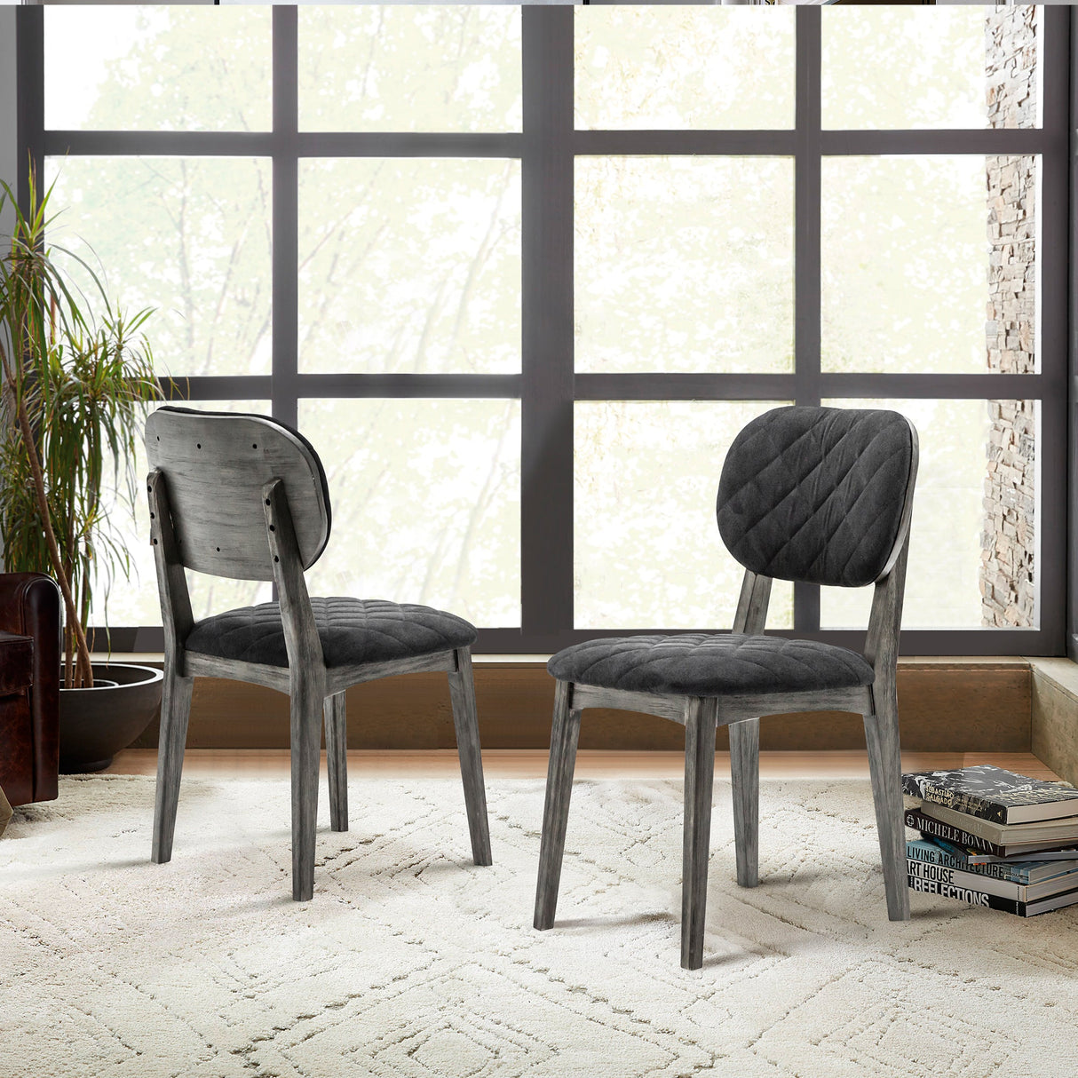 Katelyn Acacia Dining Chair Set of 2 - Stylish Upholstered Chairs with Tundra Gray Finish for Home