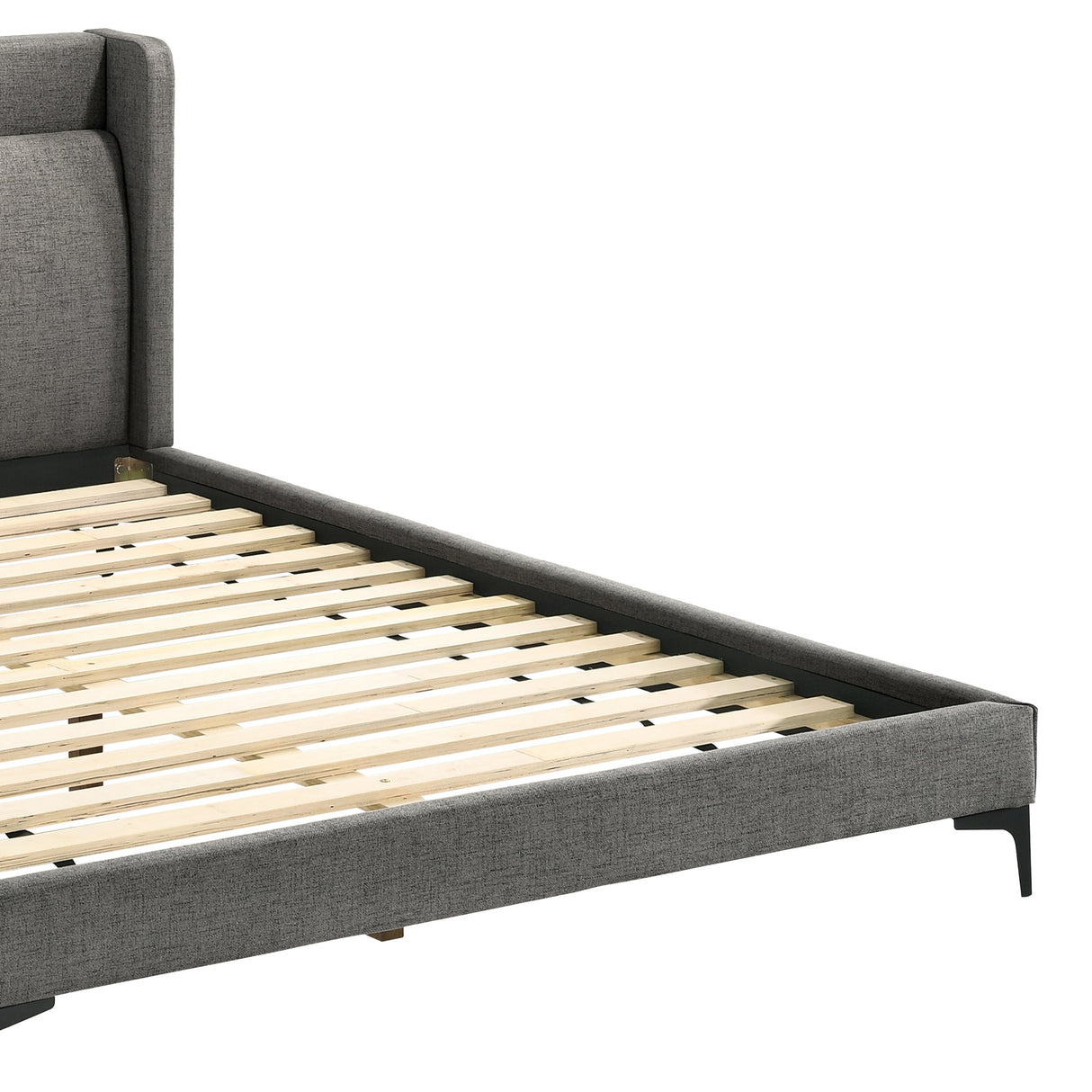 Legend Gray Fabric Eastern King Platform Bed with Sturdy Metal Legs & Elegant Upholstered Headboard