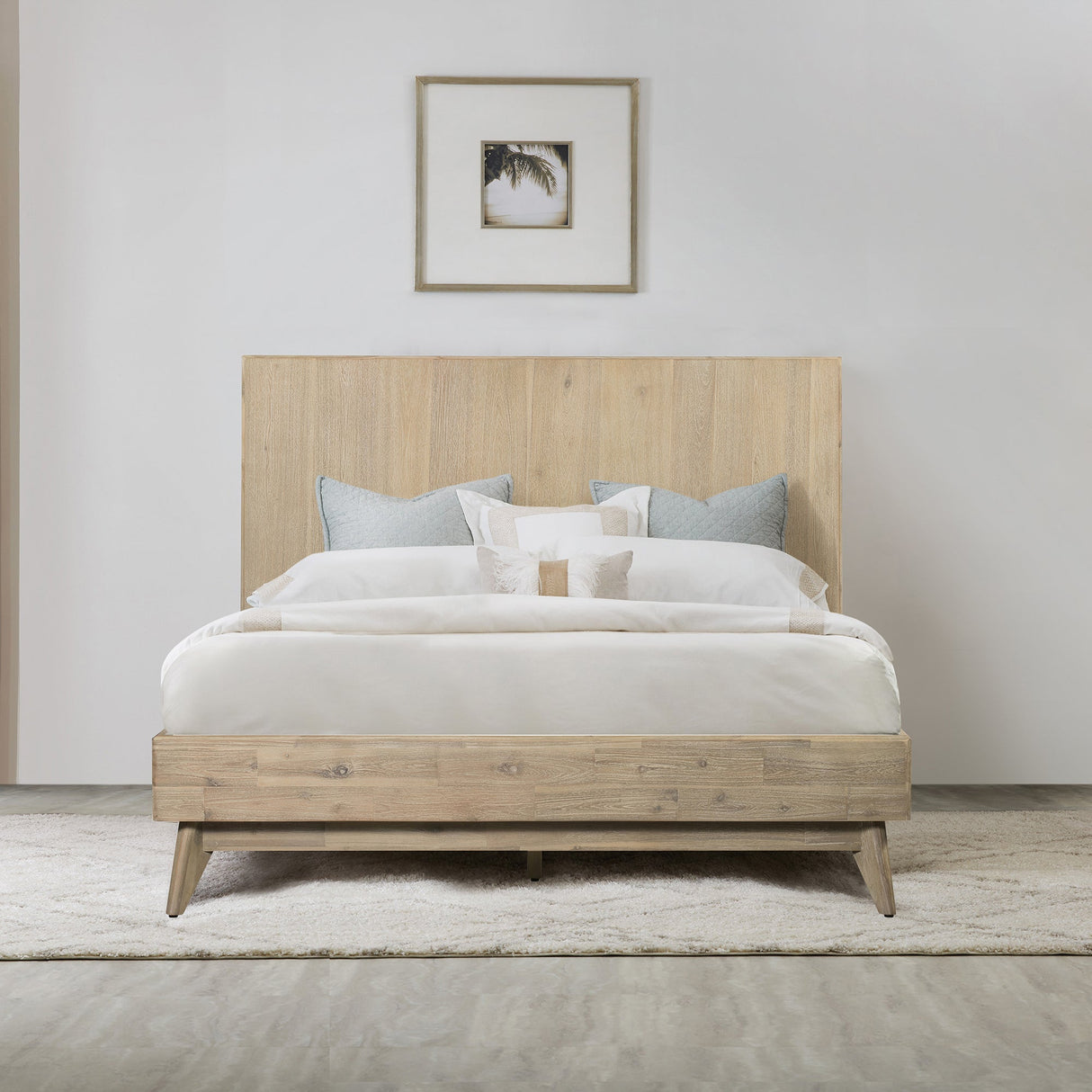 Baly Acacia Mid-Century Platform Bed - Stylish Design, No Box Spring Needed, Easy Assembly & Storage