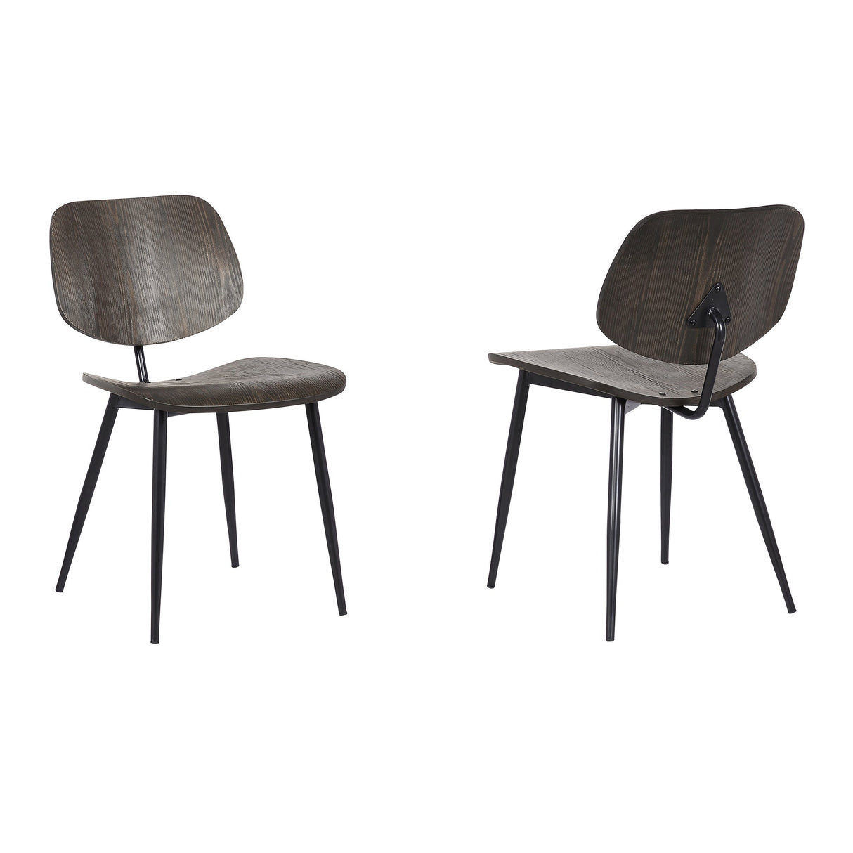 Miki Mid-Century Black Steel Dining Chair Set of 2 - Stylish, Durable, Ideal for Any Room Decor