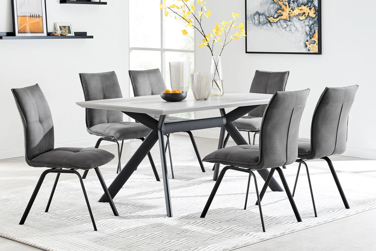 Margot Dark Gray Metal Dining Table - Modern Design, Durable Construction for Family Gatherings
