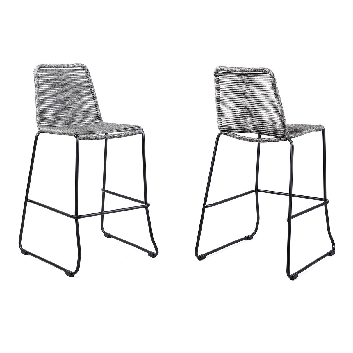 Shasta Outdoor Steel and Rope Stools, Set of 2 - Stylish, Stackable, and Perfect for Any Space!