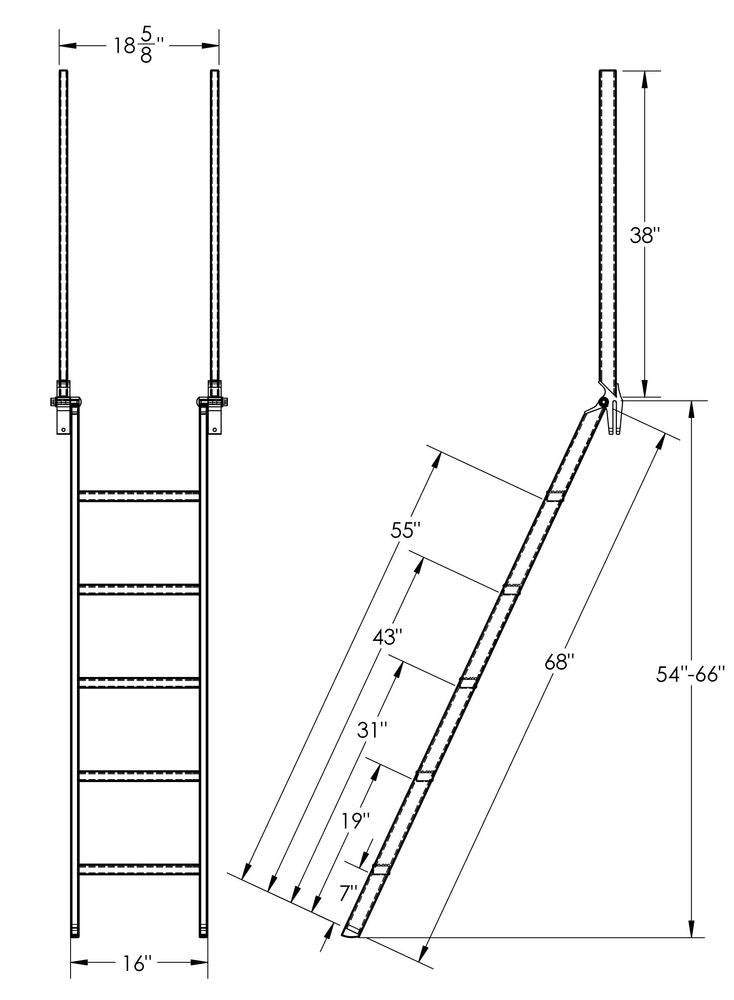 72" EZ Deck Step® Semi-Trailer Step Ladder for 36" to 66" Deck Heights