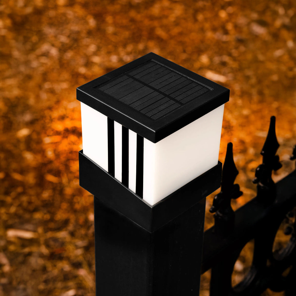 Aleko Solar Fence Post Cap Lamps - Kit of 2