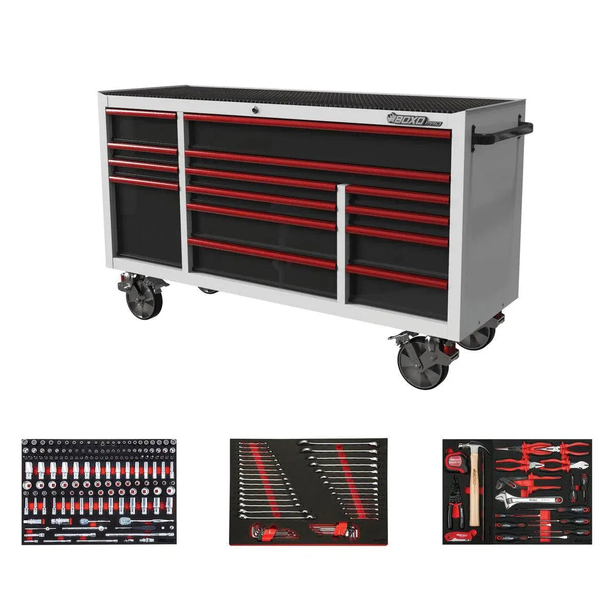 Boxo Pro Series | Loaded 72" 14-Drawer Rolling Tool Box