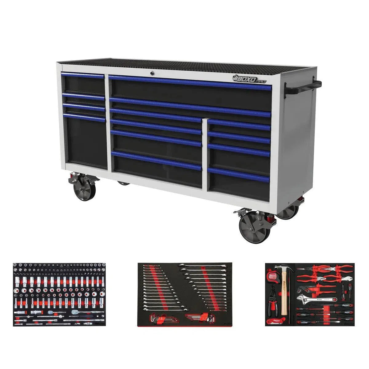 Boxo Pro Series | Loaded 72" 14-Drawer Rolling Tool Box