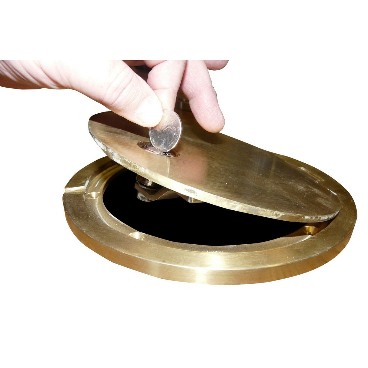 Bison Lockable Hinged Brass Floor Socket Cover Plate Only