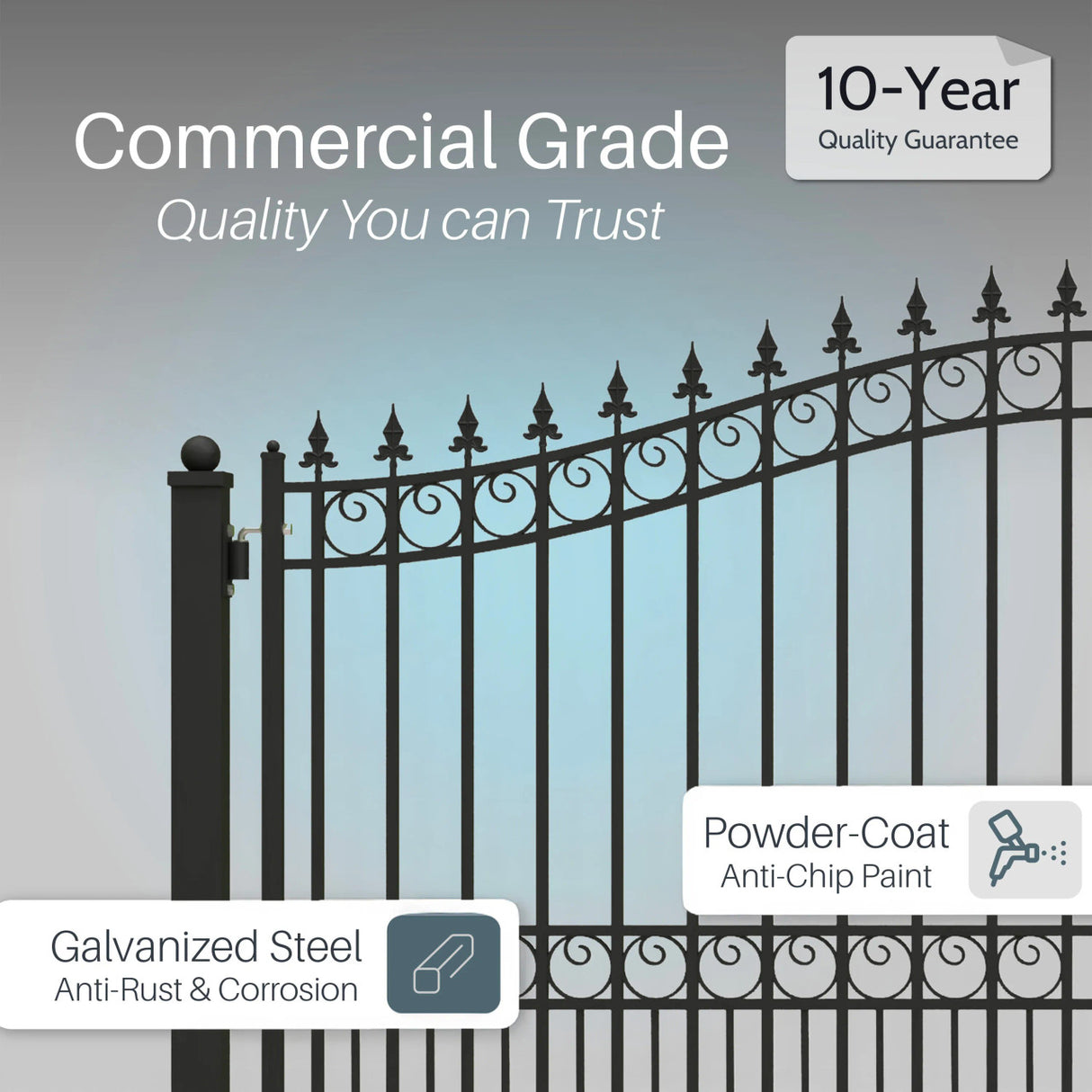 Aleko Steel Dual Swing Driveway Gate - LONDON Style - 18 x 6 Feet