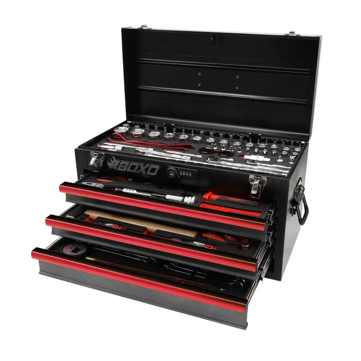 Boxo MotoBox | 103-Piece Metric Motorcycle 3-Drawer Hand Carry Tool Box