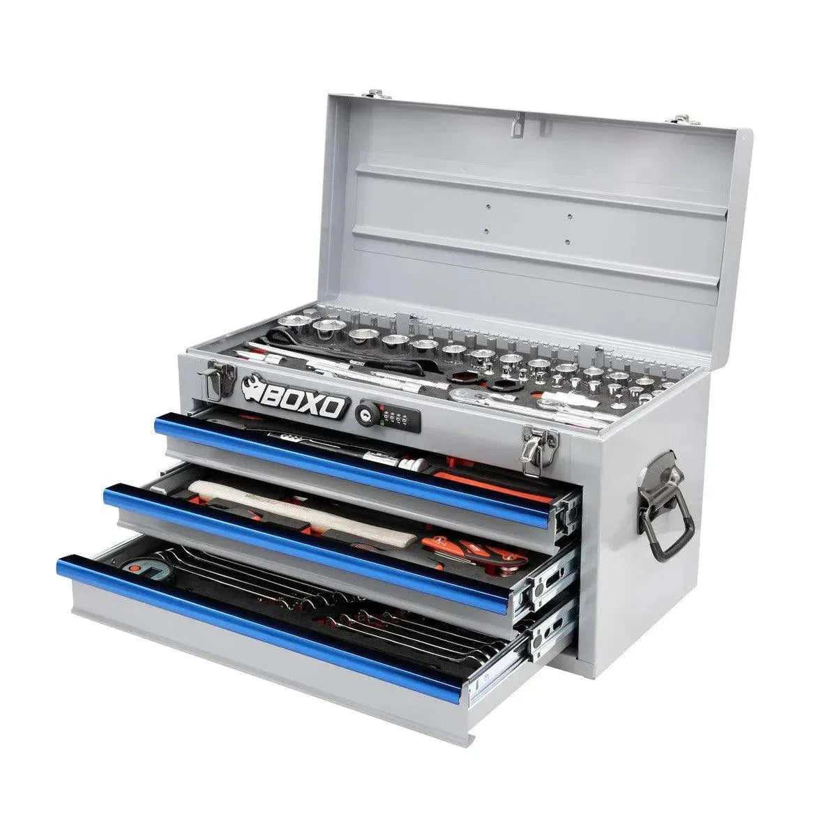 Boxo MotoBox | 103-Piece Metric Motorcycle 3-Drawer Hand Carry Tool Box