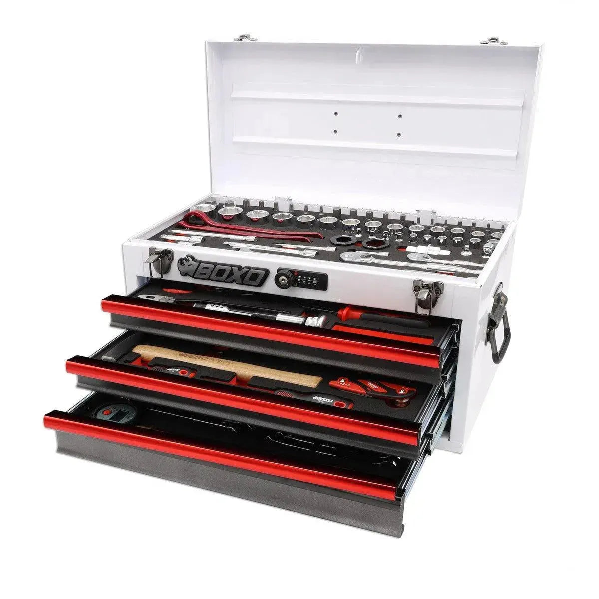 Boxo MotoBox | 103-Piece Metric Motorcycle 3-Drawer Hand Carry Tool Box