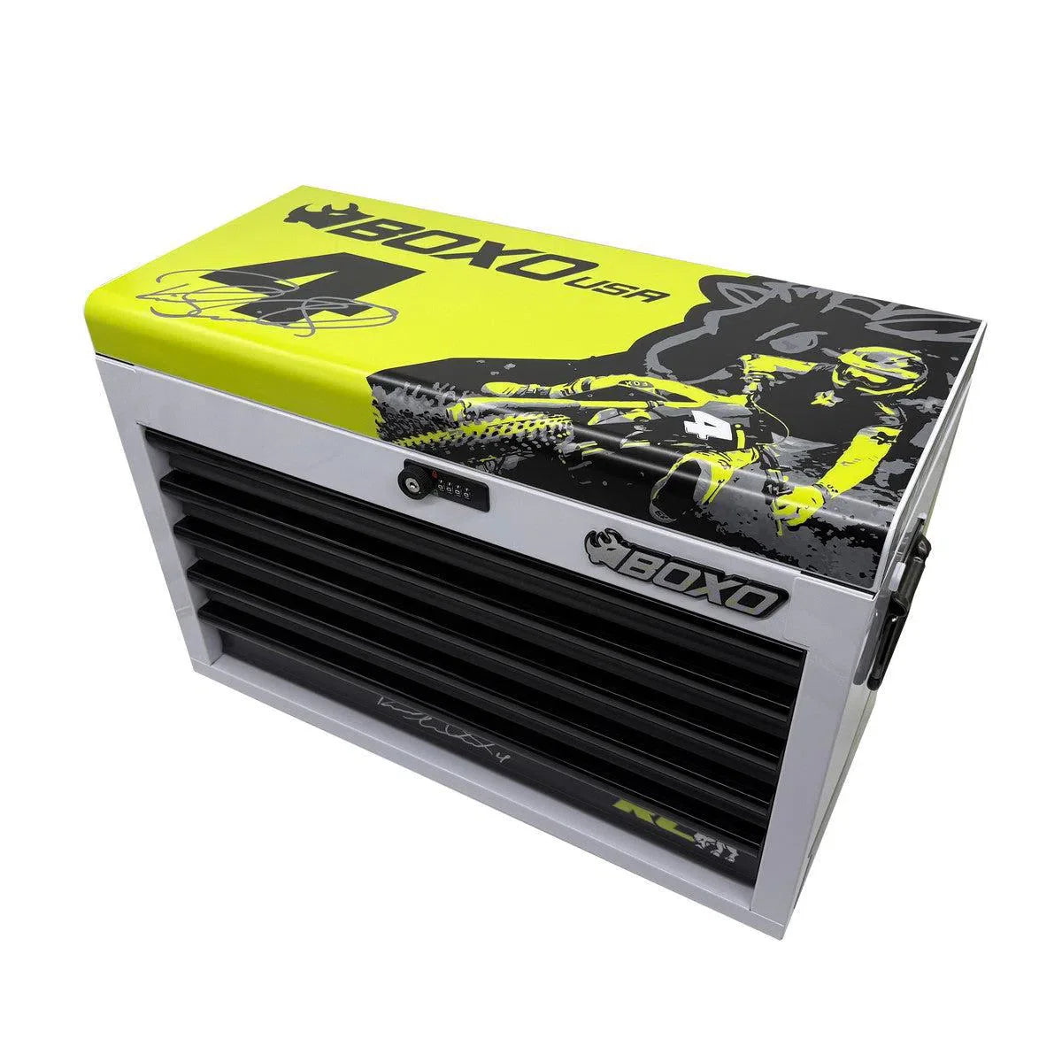 Boxo MotoBox | Ricky Carmichael 26" 5-Drawer Portable Tool Box with 103-Piece Metric Motorcycle Tool Set