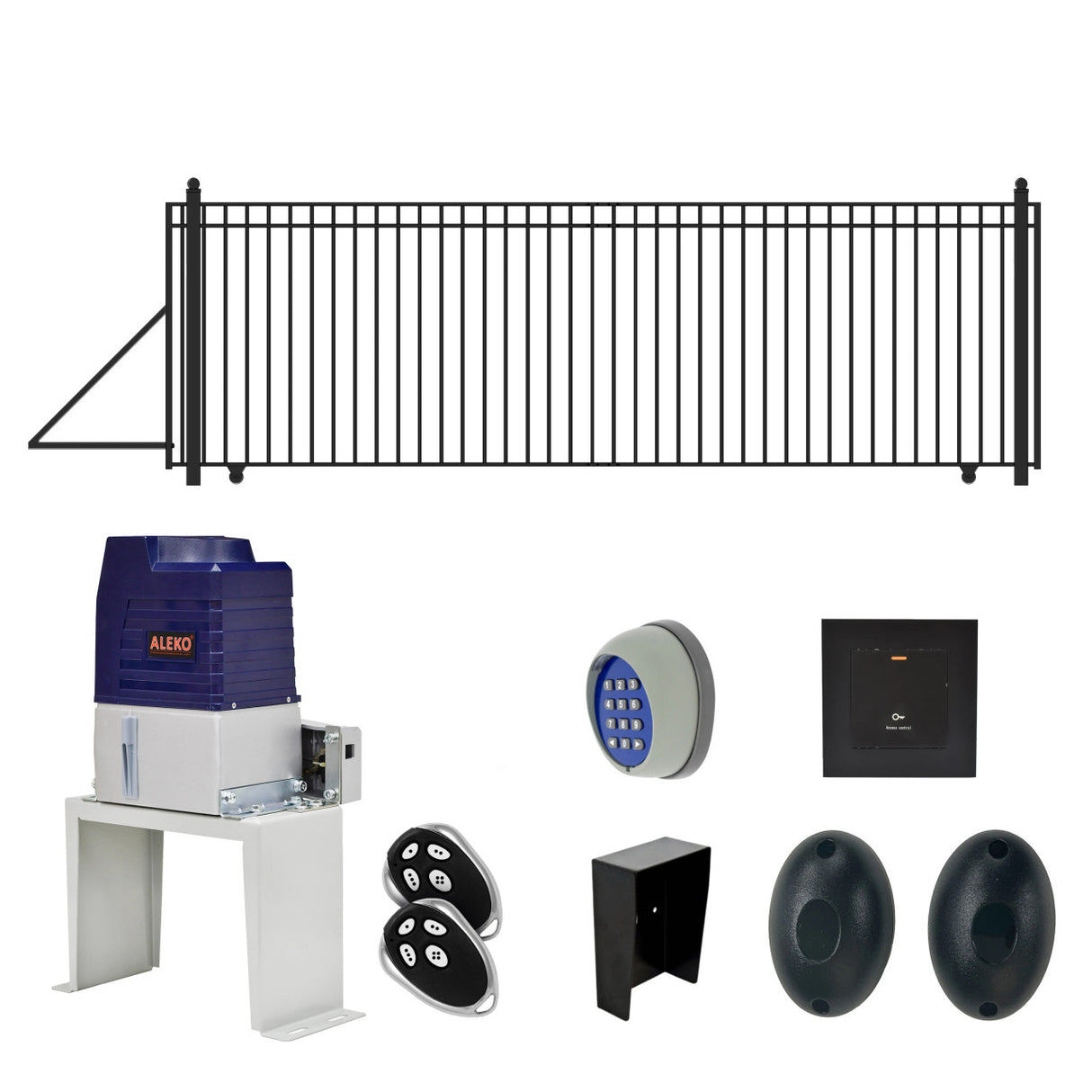 Aleko Automated Steel Sliding Driveway Gate and Gate Opener Complete Kit – MADRID Style – 20 x 6 Feet