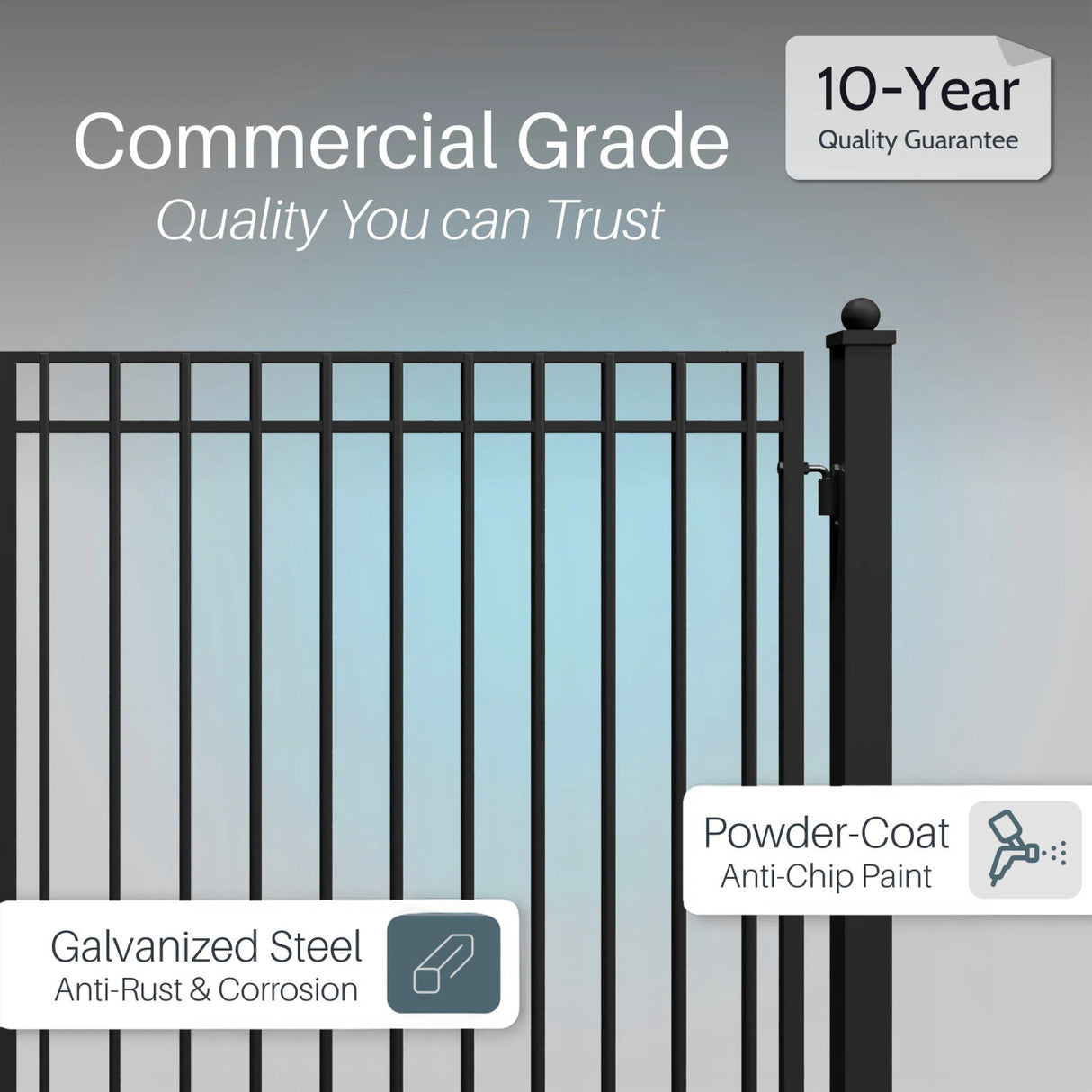 Aleko Steel Dual Swing Driveway Gate - MADRID Style - 16 x 6 Feet