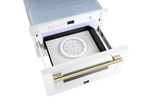 FORNO Espresso Capoliveri 24" 1.2 cu. ft. Built-In Microwave Drawer in White with Silver Handles, FMWDR3000-24WHT