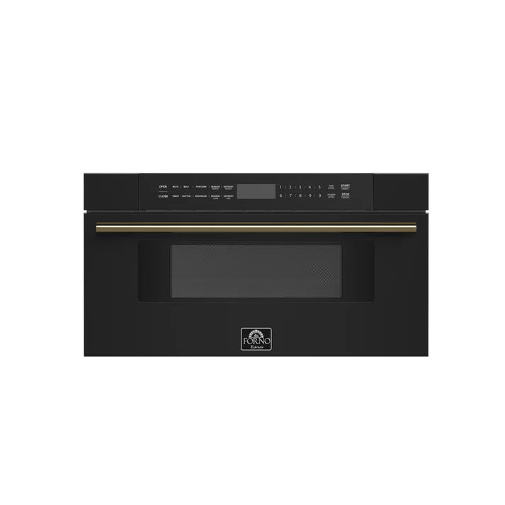FORNO Espresso Capoliveri 30" 1.2 cu. ft. Built-In Microwave Drawer in Black with Silver Handles, FMWDR3000-30BLK