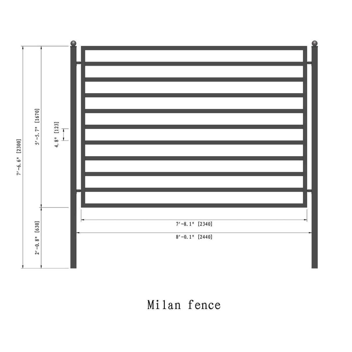 Aleko Steel Fence – MILAN Style – 8x5 ft.