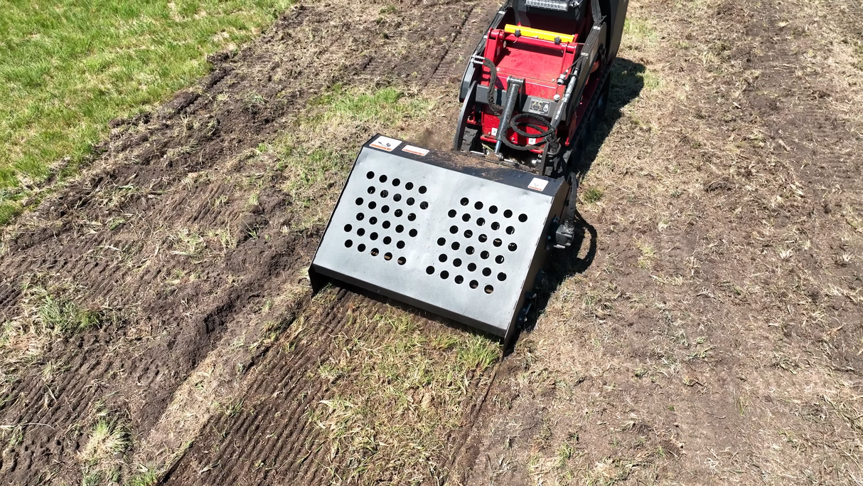 Erskine Mini Landscape Rake | Working Width 48" | Hydraulic Motor Flow Range 13-25 GPM | For Mini Skid Steer