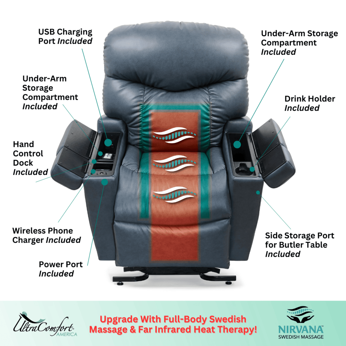 UltraComfort Maya UC566 Medium Power Lift Chair Recliner