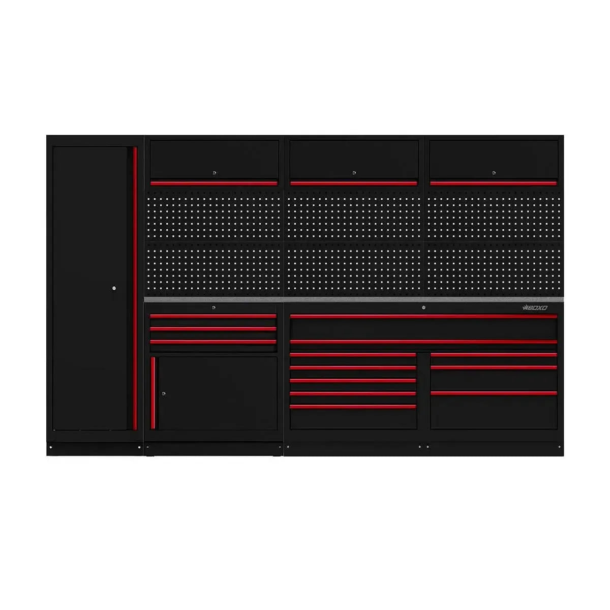 Boxo OSM Pro Series | 126" 11-Piece Professional Organized Storage Modules Build Out | 13-Drawers, 6-Cabinets