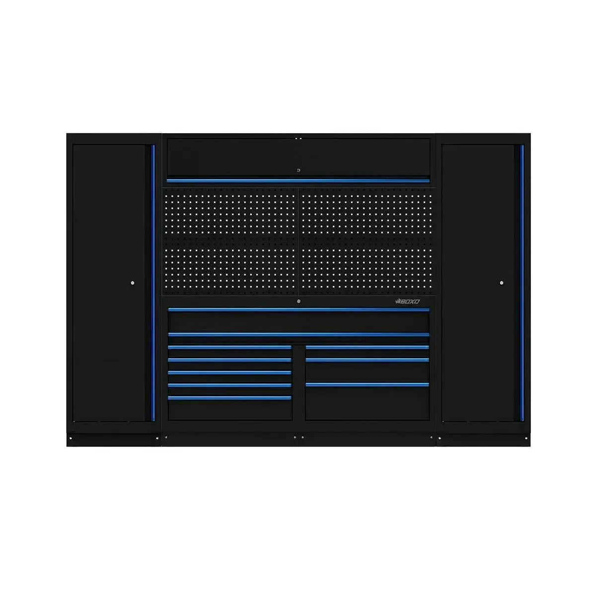 Boxo OSM Pro Series | 116" 9-Piece Professional Organized Storage Modules Build Out | 10-Drawers, 4-Cabinets
