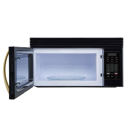 FORNO Scalo 30" 1.6 cu. ft. 300 CFM Over The Range Microwave in Black with Antique Brass Accents, FOTR3007-30BLK