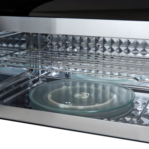 FORNO Fornace 30" 1.5 cu. ft. 300 CFM Over The Range Microwave in Black with Antique Brass Accents, FOTR3038-30BLK