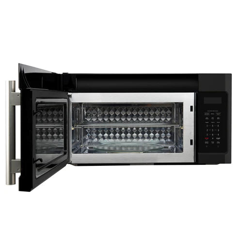 FORNO Fornace 30" 1.5 cu. ft. 300 CFM Over The Range Microwave in Black with Antique Brass Accents, FOTR3038-30BLK