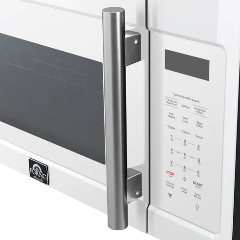 FORNO Fornace 30" 1.5 cu. ft. 300 CFM Over The Range Microwave in White with Antique Brass Accents, FOTR3038-30WHT